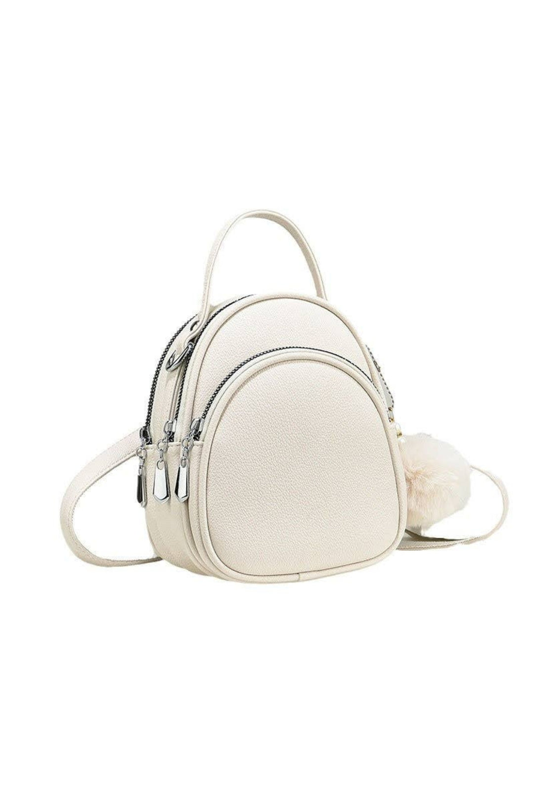 Mocha Multi Zipper 3 Way Wear Mini Backpack Bag