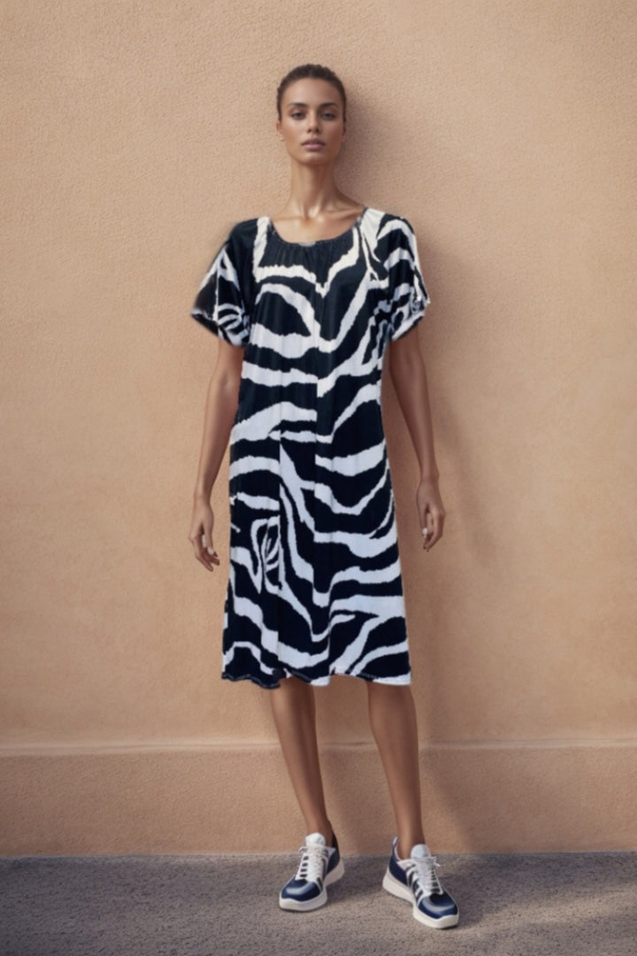 Monochrome Print A-Line Dress