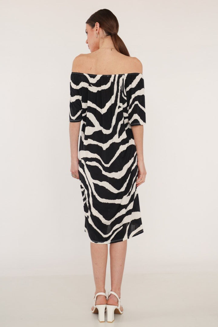 Monochrome Print A-Line Dress