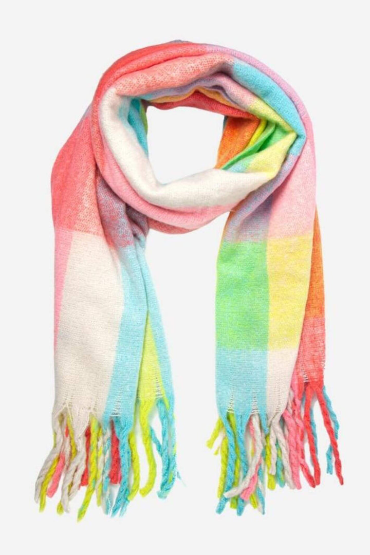 Multi Colour Large Check Print Heavyweight Scarf