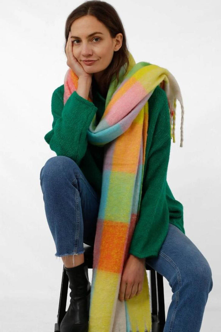 Multi Colour Large Check Print Heavyweight Scarf