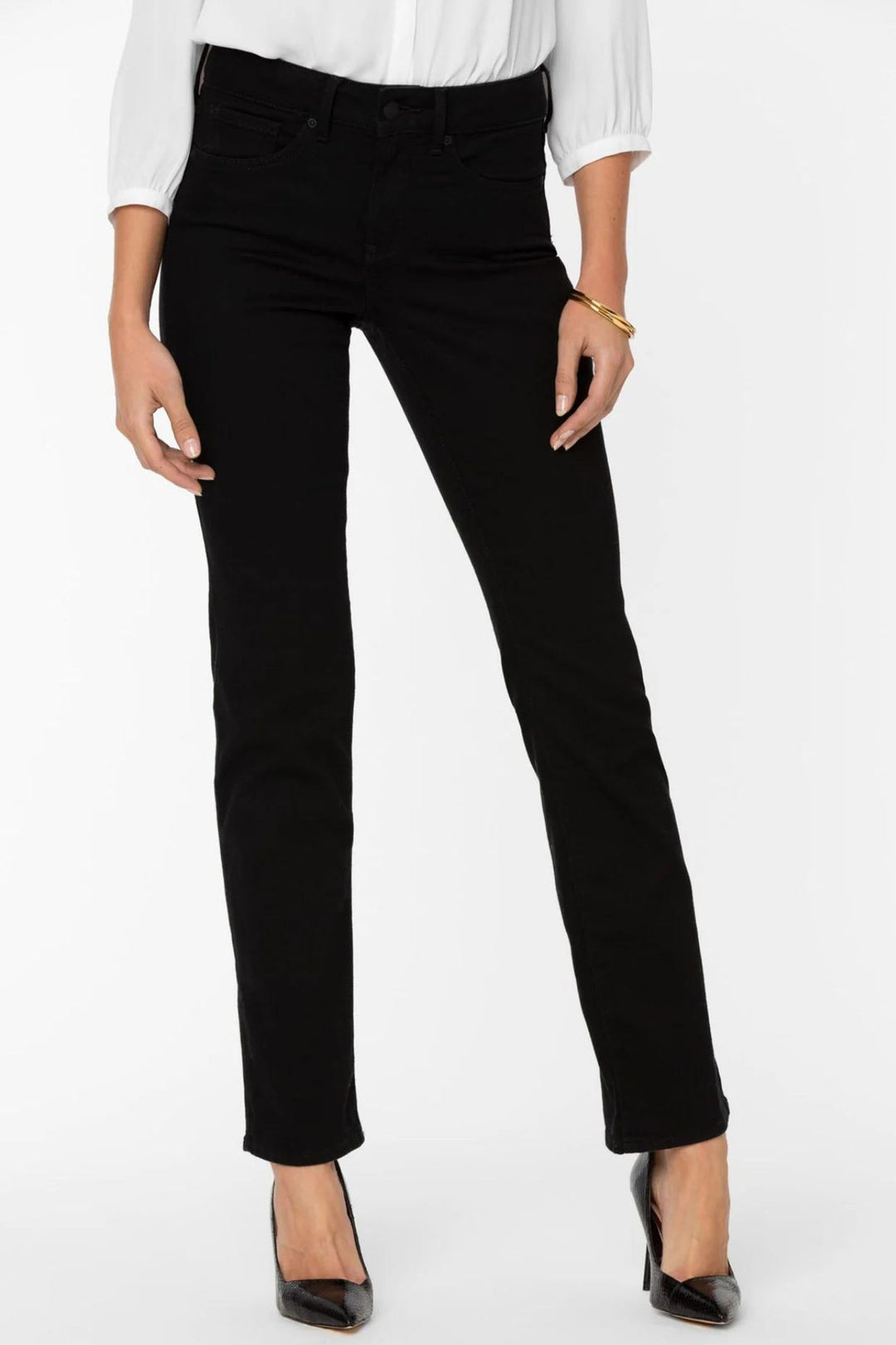NYDJ Marilyn PNBBMS8517 Black Straight Short Leg Jeans - Experience Boutique