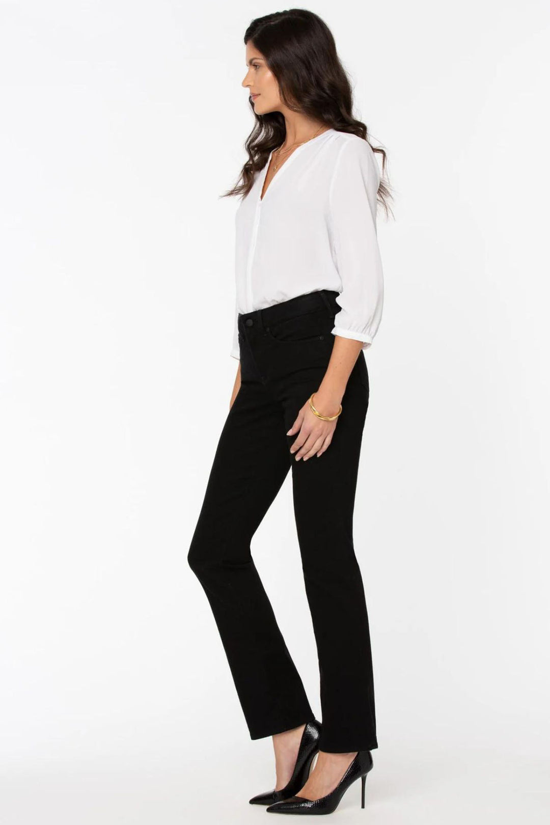 NYDJ Marilyn PNBBMS8517 Black Straight Short Leg Jeans - Experience Boutique