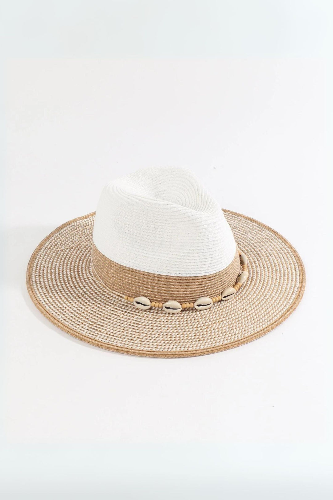 Natural Two Tone Straw Fedora Hat
