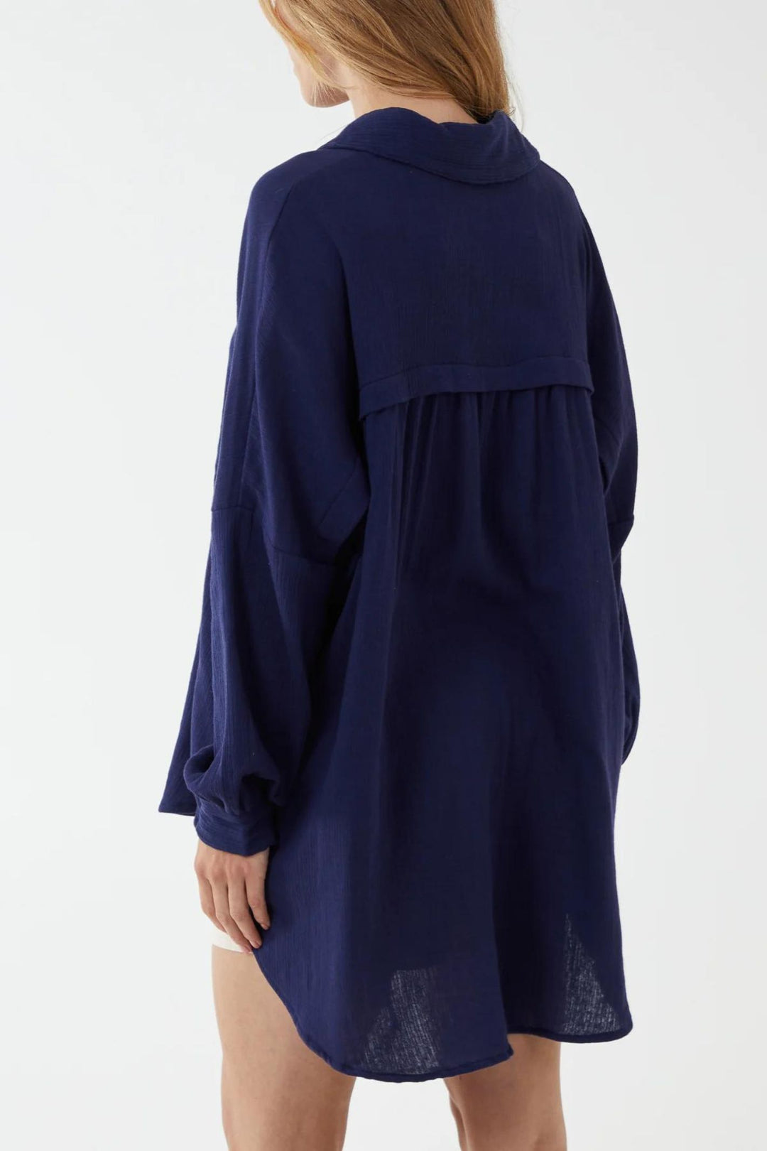 Navy Cotton Oversized Shirt