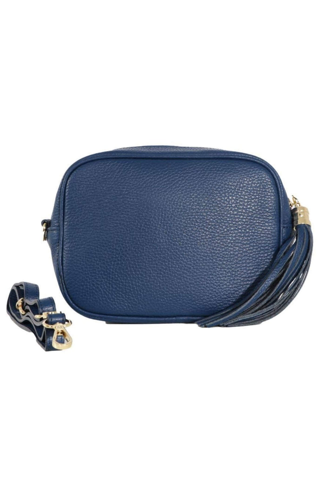 Navy Blue Leather Crossbody Camera Bag