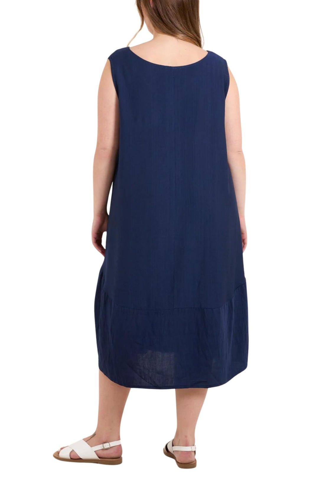Navy Sleeveless Cocoon Dress