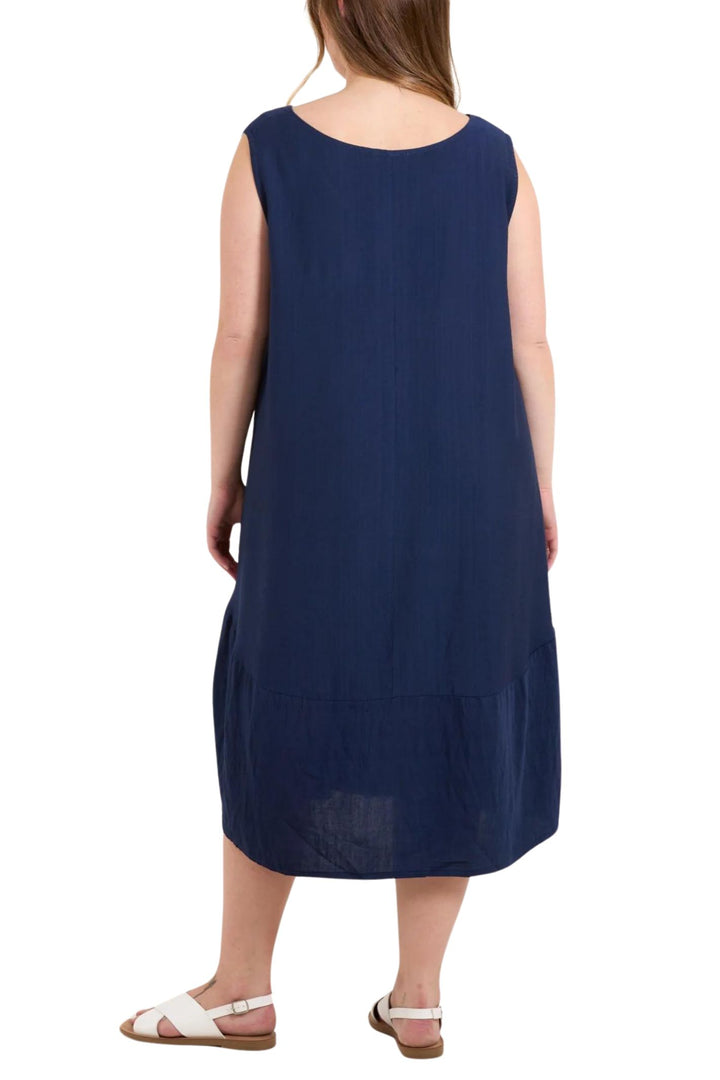 Navy Sleeveless Cocoon Dress