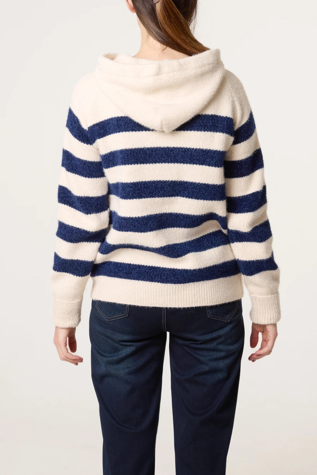 Navy Stripe Super Cosy Zip Cardi Hoodie