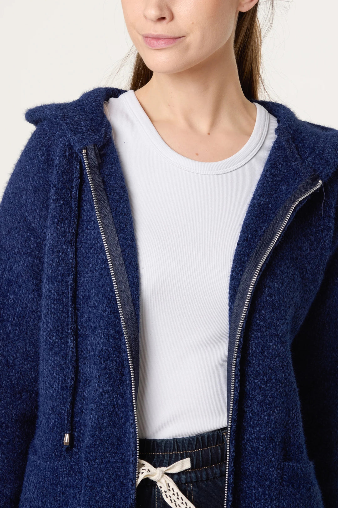 Navy Super Cosy Zip Cardi Hoodie
