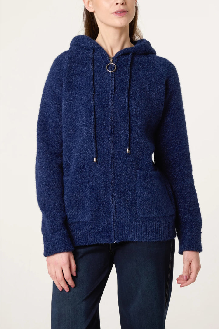 Navy Super Cosy Zip Cardi Hoodie