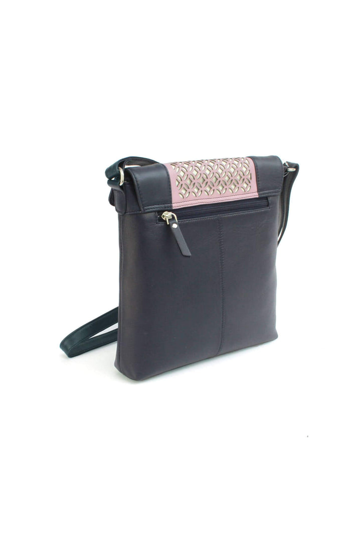 Navy & Blush Leather Janice Handbag