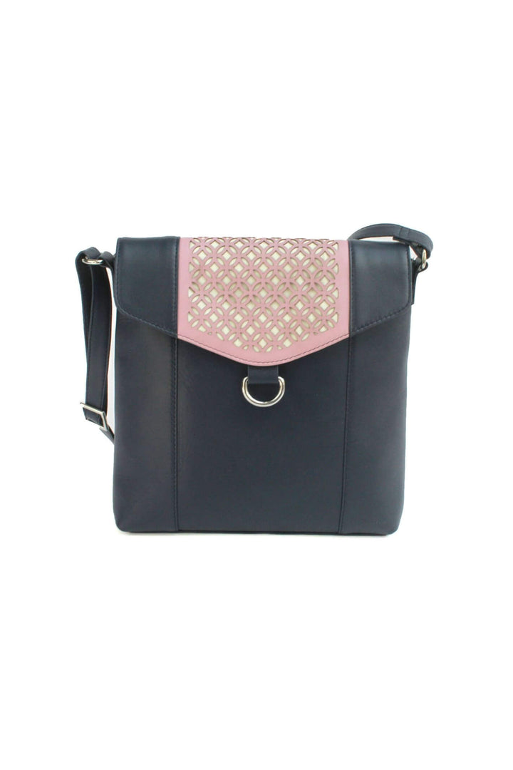 Navy & Blush Leather Janice Handbag