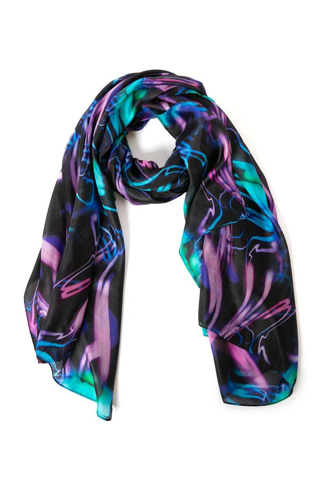 Neon Lights Print 1602 Pure Silk Scarf