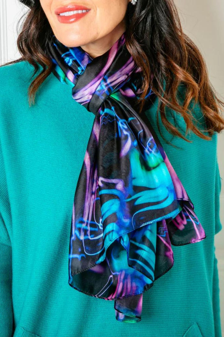 Neon Lights Print 1602 Pure Silk Scarf