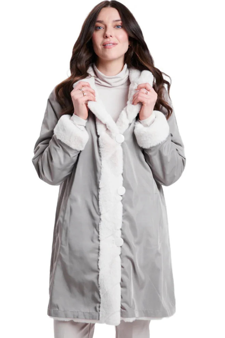 Nikki Jones 8129 Cream 2-in-1 Reversible Teddy Coat