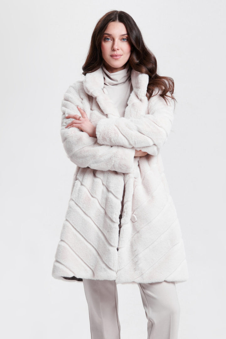 Nikki Jones 8129 Cream 2-in-1 Reversible Teddy Coat