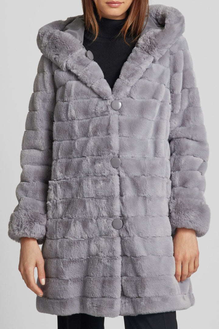 Nikki Jones 8130 Silver Grey 2-in-1 Reversible Teddy Coat
