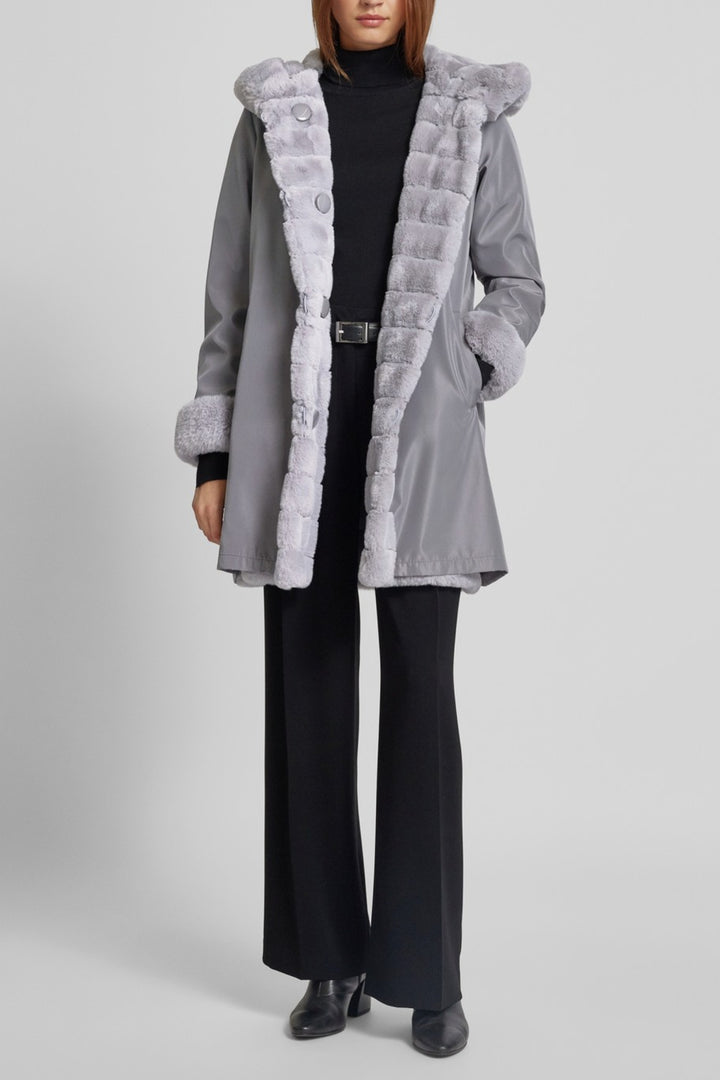 Nikki Jones 8130 Silver Grey 2-in-1 Reversible Teddy Coat