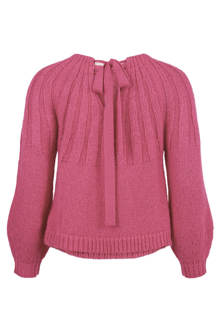 Noen 83663 Pink Intricate Knit Tie Back Wool Mix Jumper