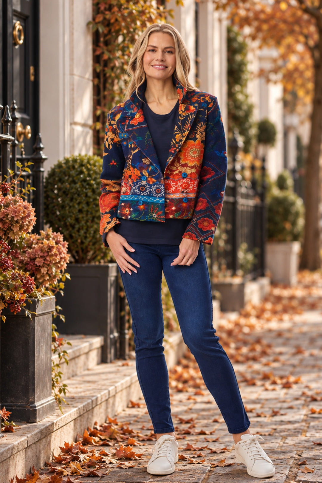 Orientique 62813 Embroidery Print Cropped Jacket