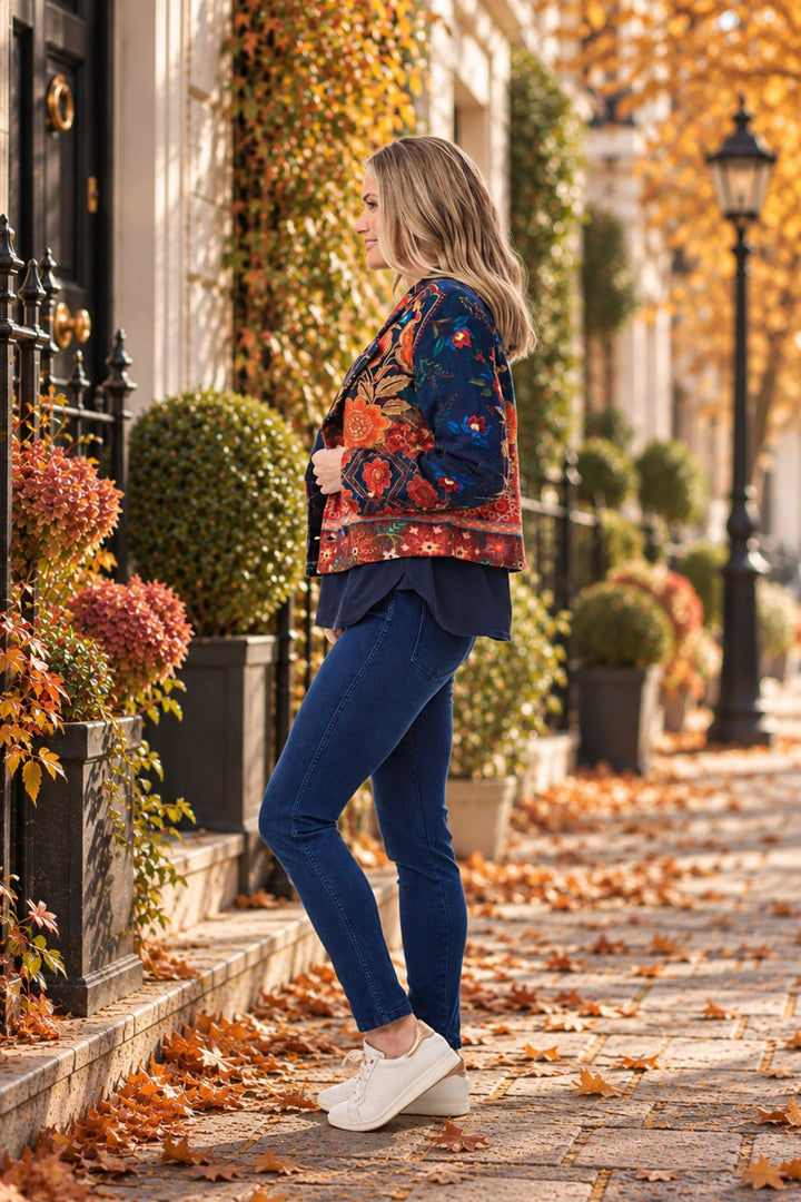 Orientique 62813 Embroidery Print Cropped Jacket