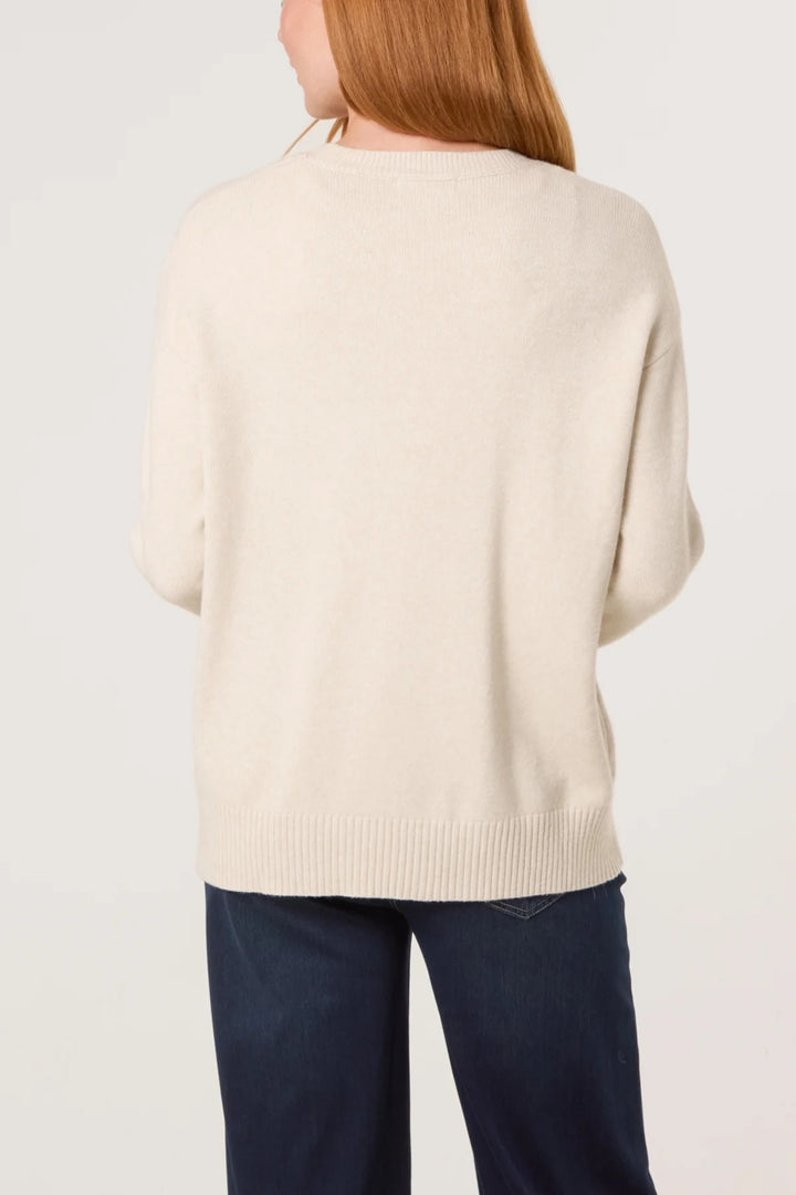 Oat Argyll Front Knitted Jumper