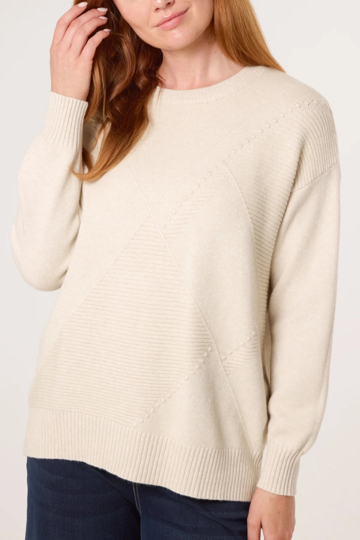 Oat Argyll Front Knitted Jumper