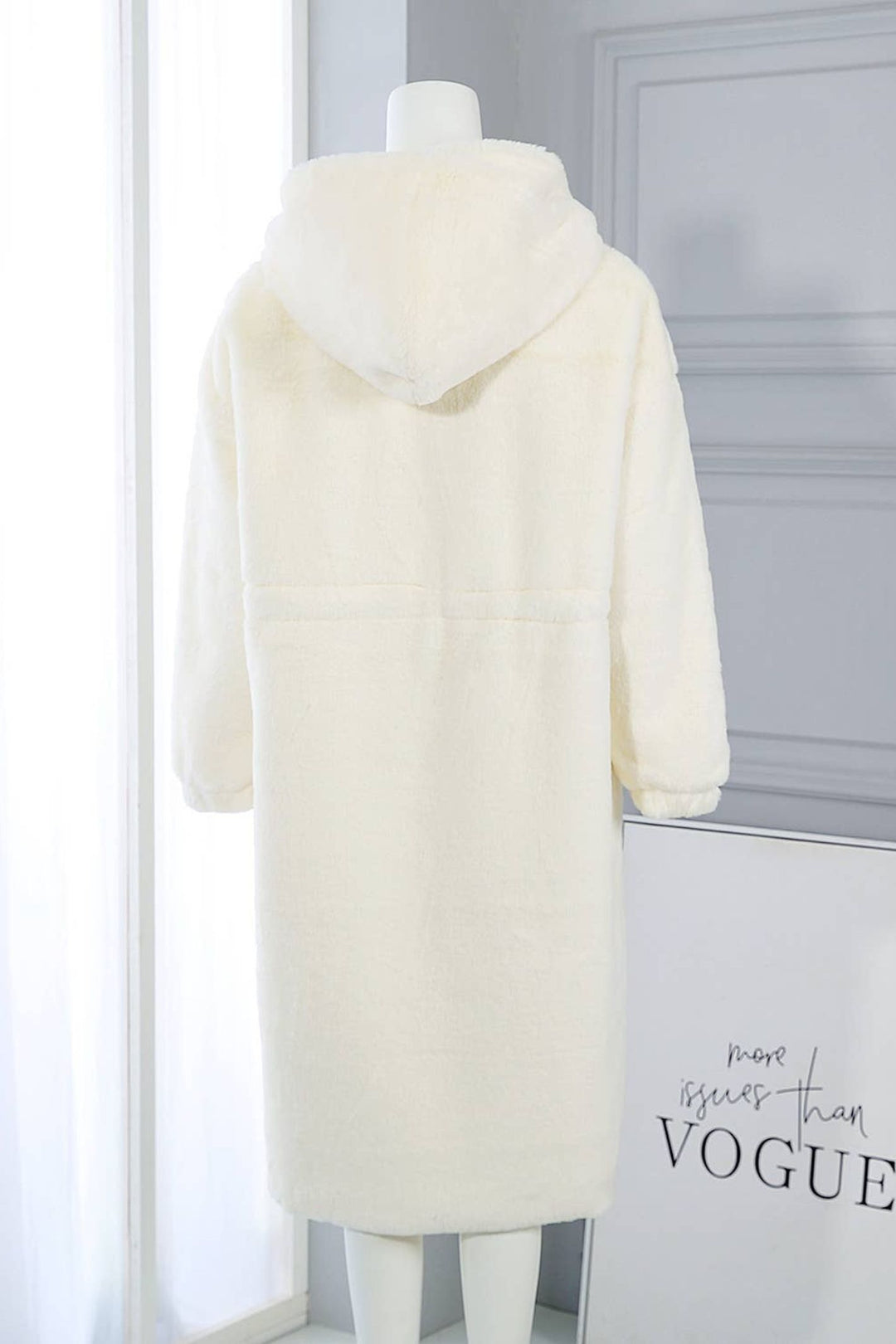 Off White Longline Faux Fur Coat