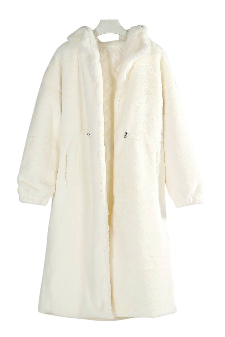 Off White Longline Faux Fur Coat