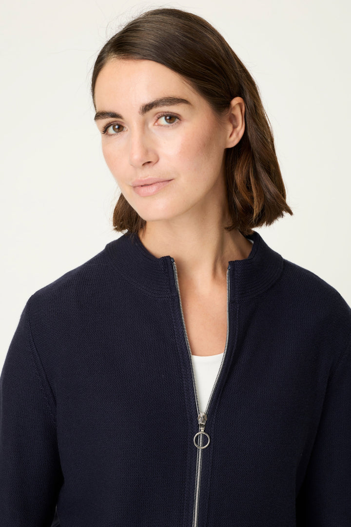 Olsen 11000101 Power Navy Zip Front Cardigan