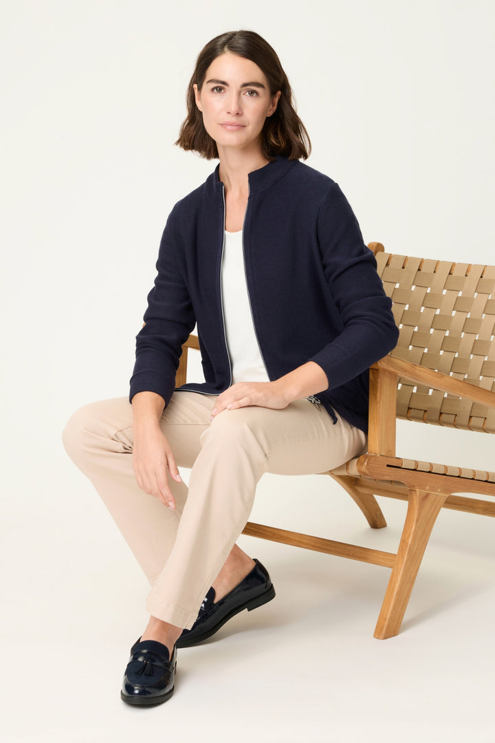 Olsen 11000101 Power Navy Zip Front Cardigan