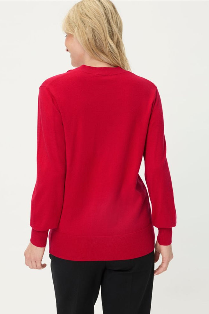 Olsen 11004746 Red V-Neck Knitted Jumper