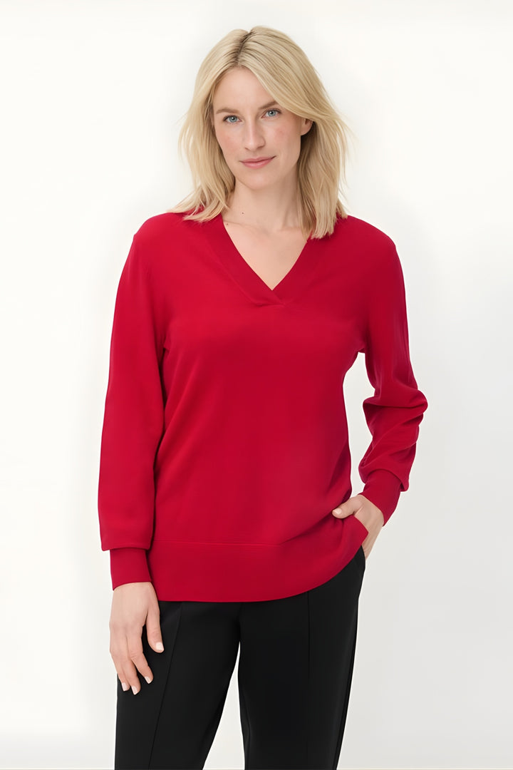 Olsen 11004746 Red V-Neck Knitted Jumper