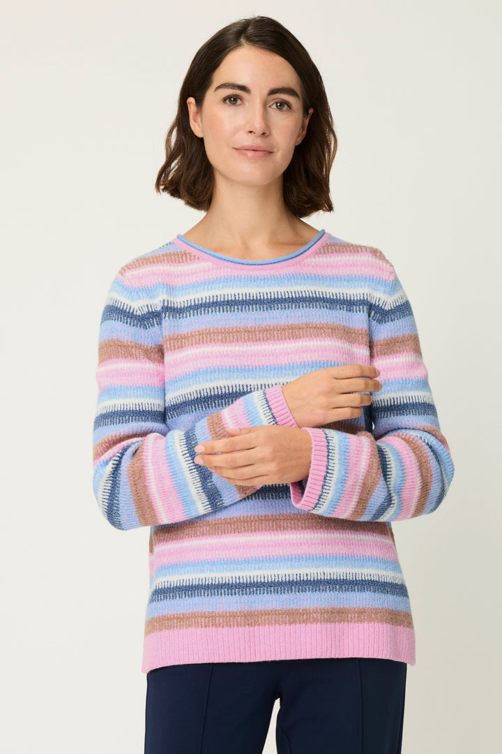 Olsen 11004794 Cloud Blue Pink Stripe Jumper