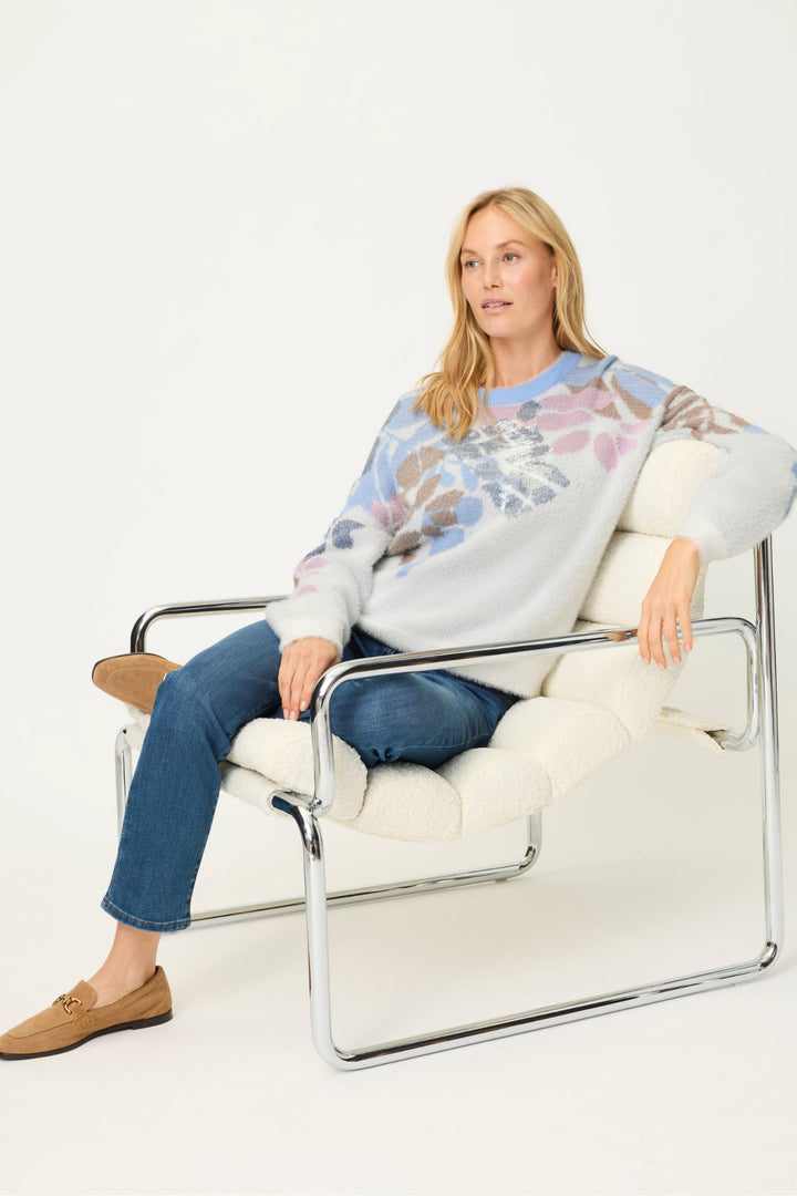 Olsen 11004797 Off White Leaf Pattern Jumper