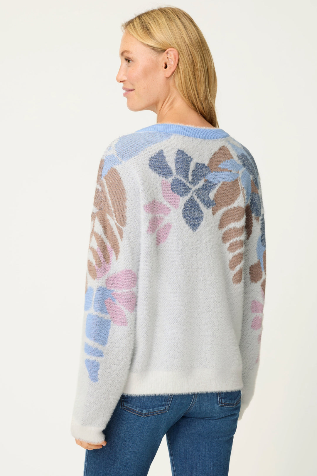 Olsen 11004797 Off White Leaf Pattern Jumper