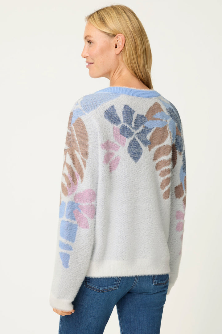 Olsen 11004797 Off White Leaf Pattern Jumper