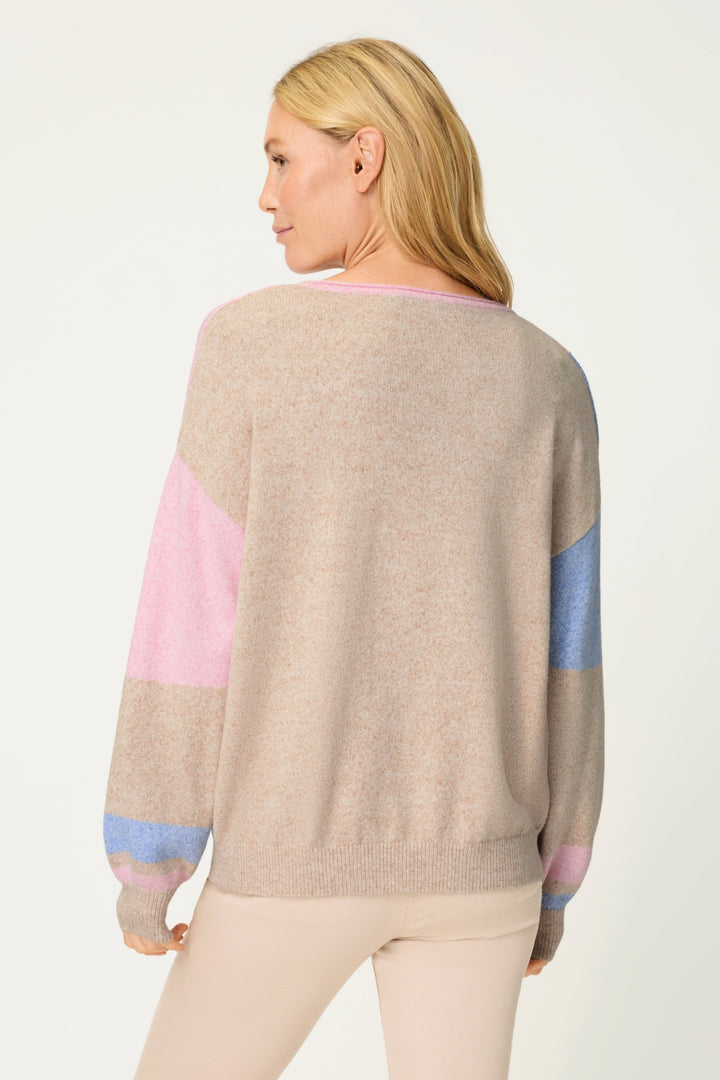 Olsen 11004811 Light Toffee Melange Block Colour Jumper