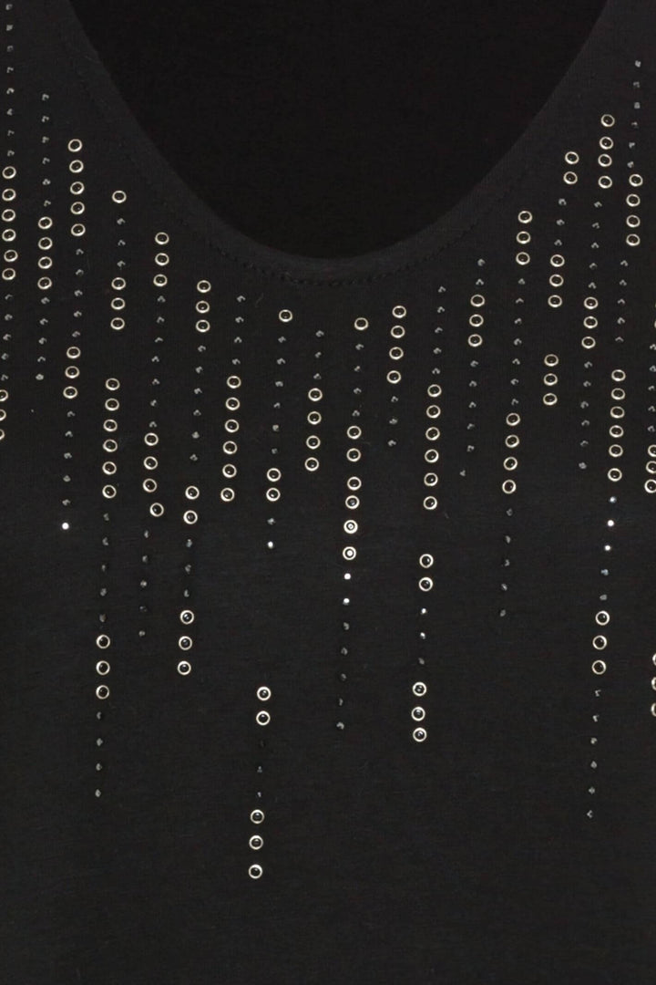 Olsen 11104676 Black Jewel Embellished Top