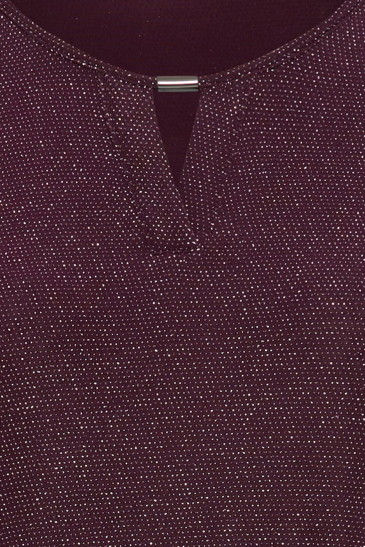 Olsen 11104678 Wine Metallic Silver Lurex Top