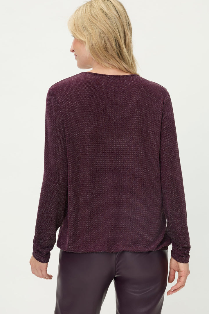 Olsen 11104678 Wine Metallic Silver Lurex Top