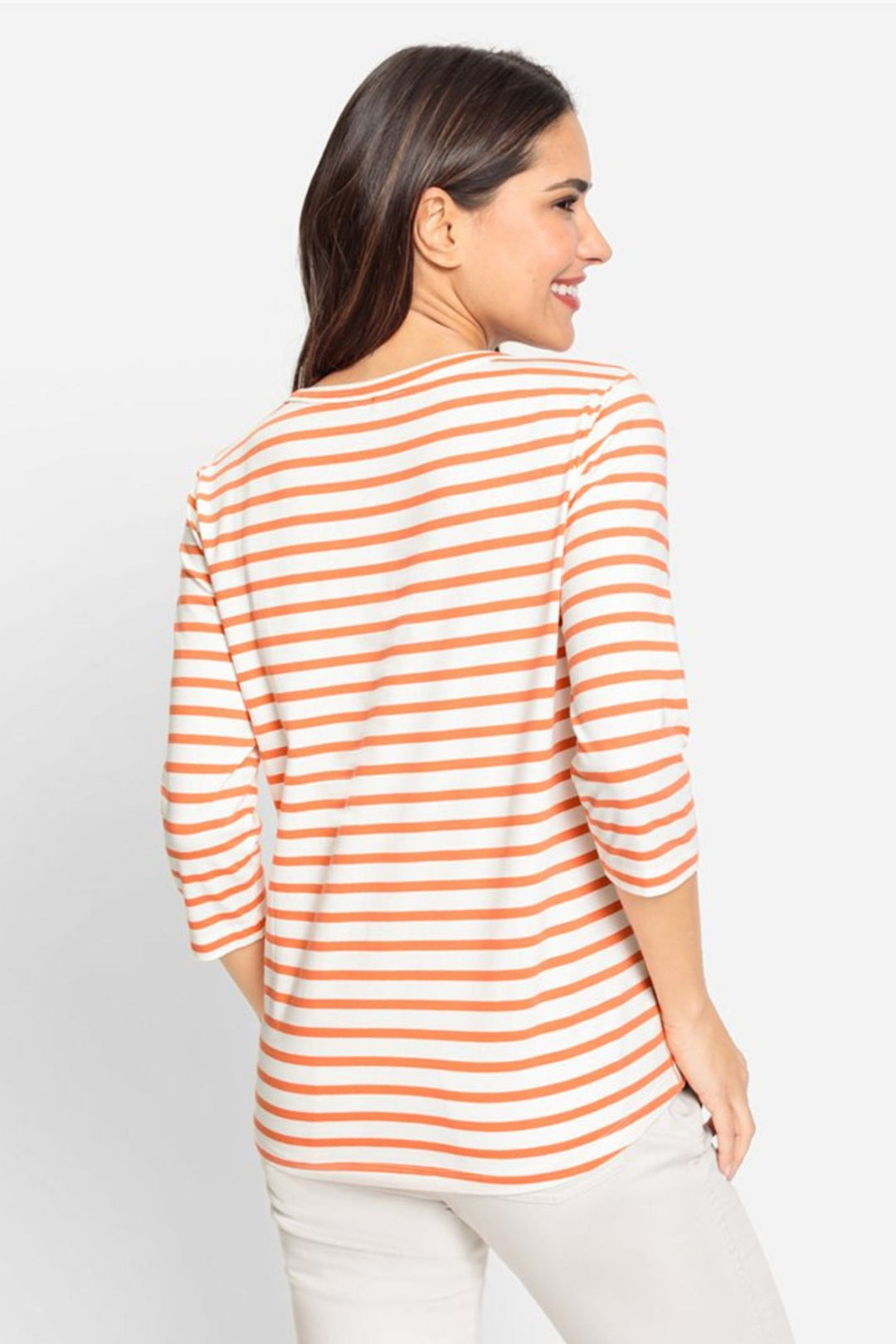 Olsen 11104770 Apricot Crush Stripe T-Shirt