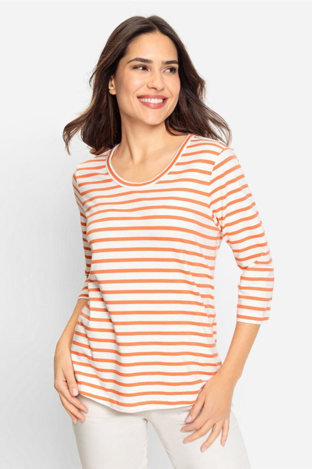 Olsen 11104770 Apricot Crush Stripe T-Shirt