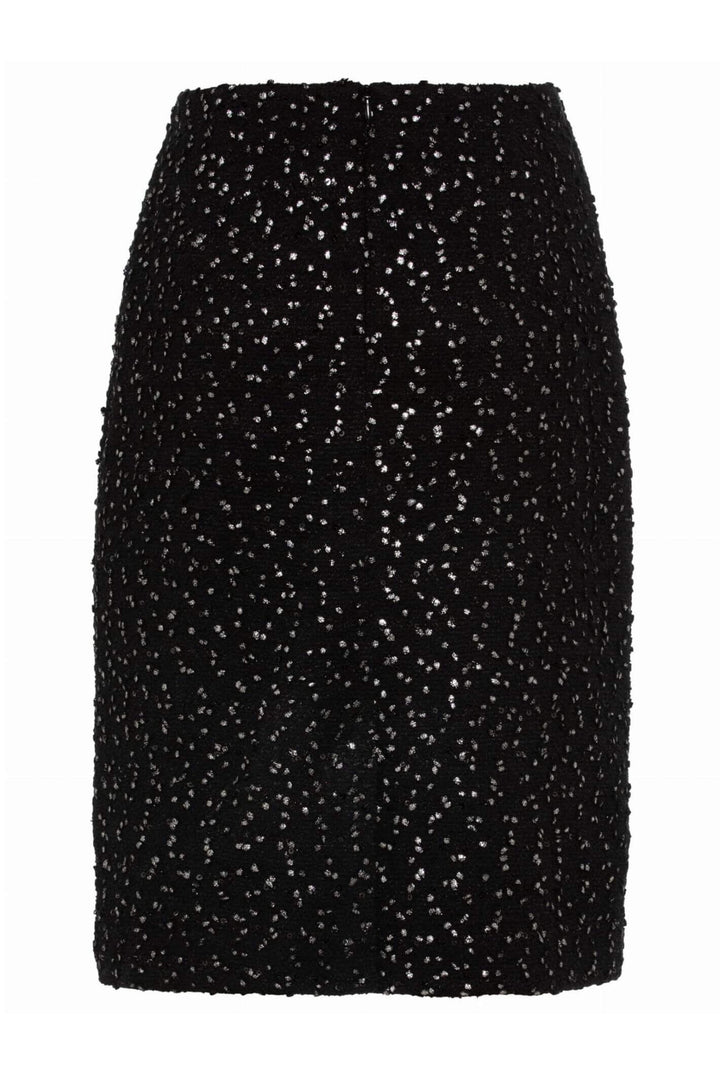 Olsen 16001352 Black Silver Metallic Knee Length Woven Skirt