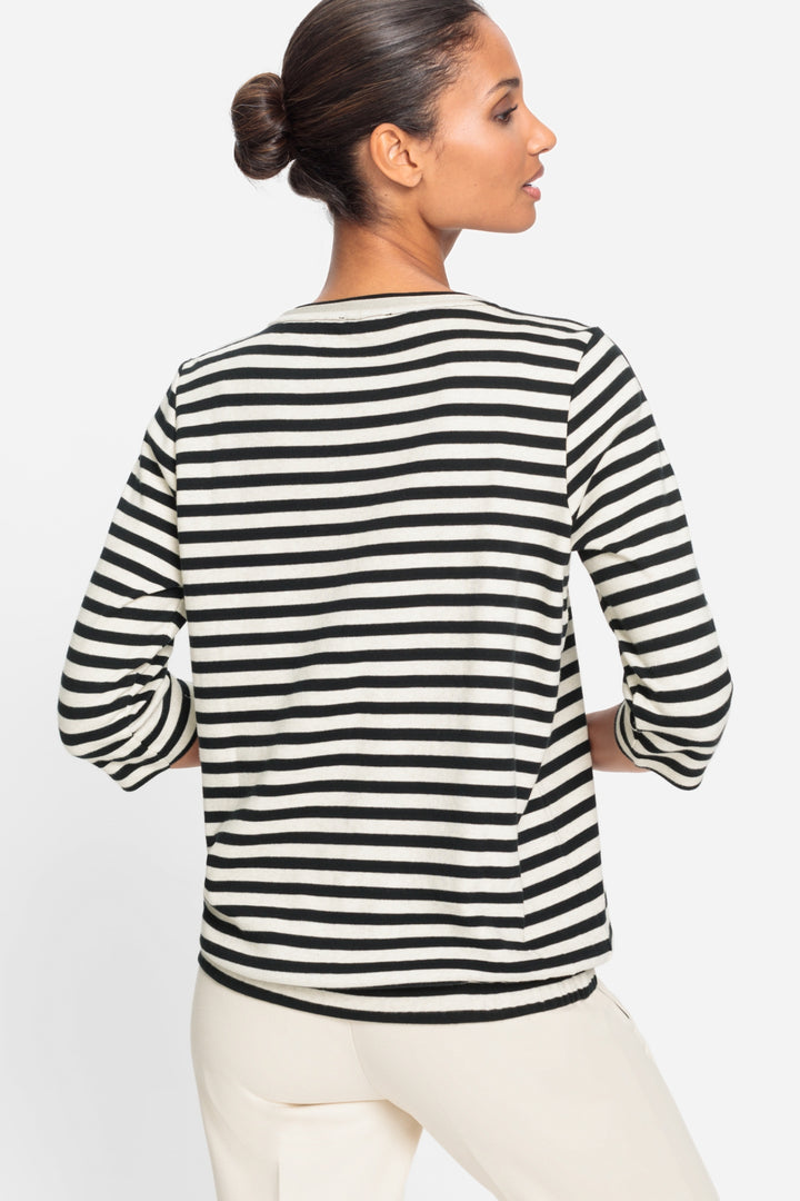 Olsen Black & Taupe Stripe Clara Jersey Top 11201631