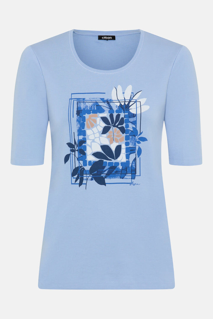 Olsen Blue Palm Print T-Shirt 11105295