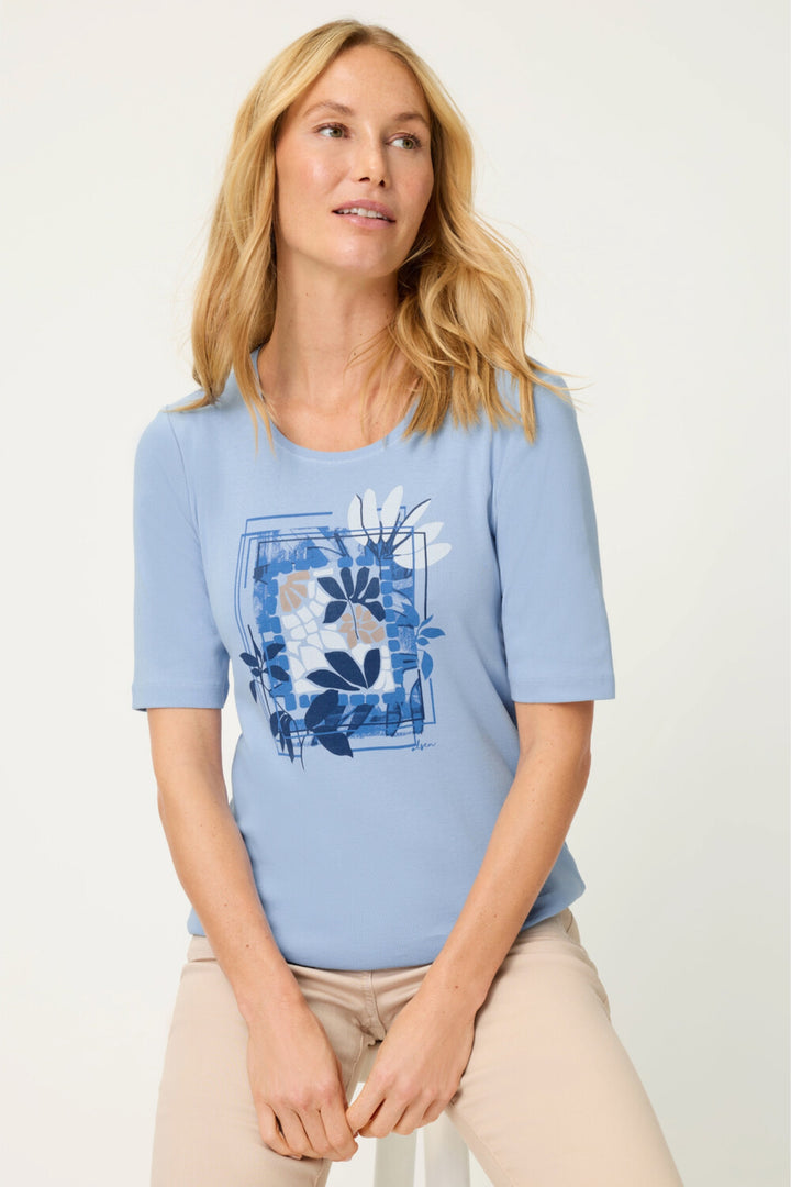 Olsen Blue Palm Print T-Shirt 11105295