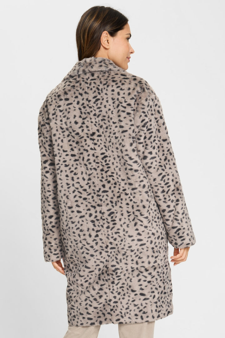 Olsen Dark Taupe Animal Print Faux Fur Coat 15101438