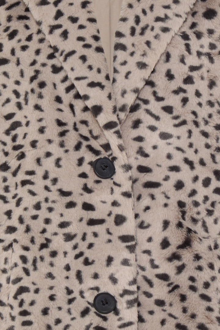 Olsen Dark Taupe Animal Print Faux Fur Coat 15101438